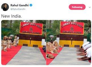 #योग दिवस : सेना के डॉग स्क्वायड की फोटो ट्वीट कर विवादों में राहुल गांधी Twitter Image