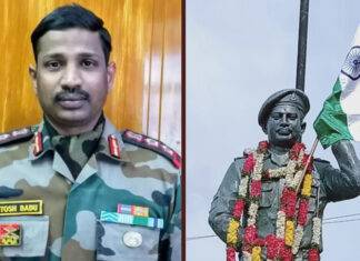 गलवान घाटी झड़प में वीरगति को प्राप्त हुये कर्नल संतोष बाबू की मूर्ति का अनावरण कर्नल बी संतोष बाबू