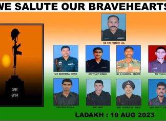 लेह में भारतीय सेना के काफिले का ट्रक खाई में गिरा , 9 सैनिकों के जान गई