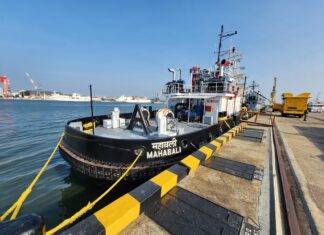 Make in India Bollard Pull Tug Boat Mahabali delivered to Indian Navy