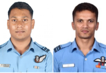 दुर्घटनाग्रस्त लड़ाकू विमान के पायलट स्क्वाड्रन लीडर अनुज और फ्लाईट लेफ्टिनेंट पुर्वेश दुरागकर