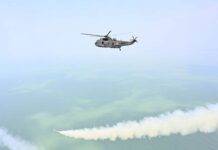 Salvo launch of Naval Anti-ship Missile off the coast of Bay of Bengal in Odisha.