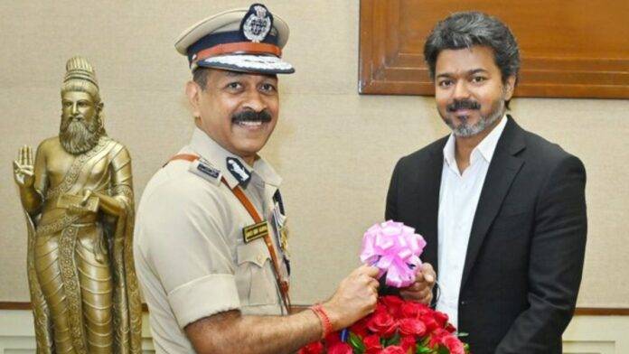 Newly posted Tamil Nadu Police Chief, Mahesh Kumar Aggarwal met with Chief Minister C. Joseph Vijay.