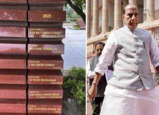 नई दिल्ली स्थित राष्ट्रीय समर स्मारक के दीवार जहां शहीद सैनिकों के नाम सम्मानपूर्वक अंकित किए गए हैं .