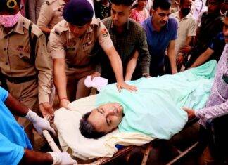 Shocking : Tripura DGP Anurag Dhankar found dead in PHQ, committed suicide DGP Anurag Dhankar brought to GB Pant hospital in Agartala. ( photo courtesy : northeasttoday.in)