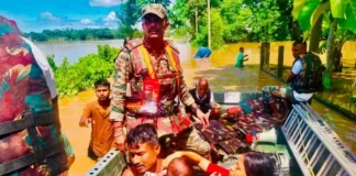 Devastating flood in Assam: 11 dead, Army rescues 200 people Flood-affected families rescued by the Army during 'Operation Jal Rahat' in Assam