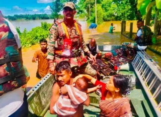 Flood-affected families rescued by the Army during 'Operation Jal Rahat' in Assam