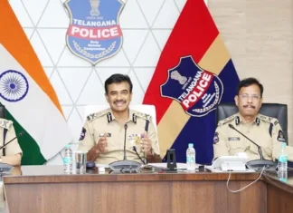 Telangana Director General of Police C.V. Anand and other officials
