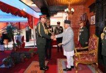 President of Nepal Ramchandra Paudel conferred the rank of Honorary General of the Nepal Army to India's Chief of Army Staff, General Dhiraj Seth.