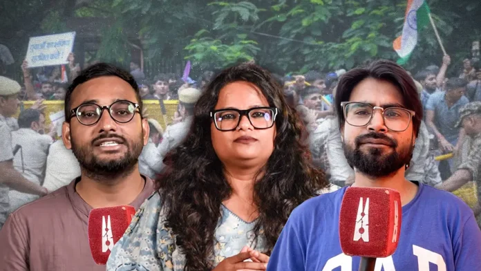 न्यूज़लॉन्ड्री के रिपोर्टर अनमोल प्रीतम, अश्वनी कुमार सिंह और आस्था सब्यसाची . न्यूज़लॉन्ड्री के रिपोर्टर अनमोल प्रीतम, अश्वनी कुमार सिंह और आस्था सब्यसाची .
